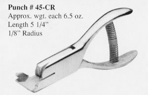 M.C. Mieth Corner Rounding Punch with a 1/8 inch radius, Corner Punch  (45CR18)