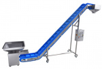 Conveyor | Preferred Pack Model # INC-132-PVC - 12 Feet or 144 Inch High Bucket Feeding Incline Conveyor
