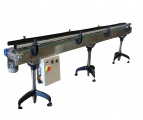 Conveyor | Preferred Pack Model # PP-60-PSC -4-SS Plastic Slat Top Conveyor Belt with Stainless Steel Frame 60 Inch (5 ft) Belted Infeed Conveyors